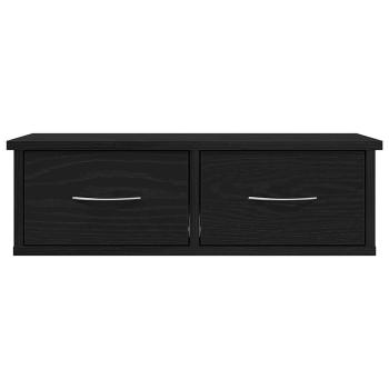 Wandmontiertes Schubladenregal Schwarz Eiche 60x26x18,5cm Holzwerkstoff
