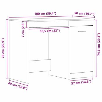 Schreibtisch Schwarz Eiche 100x50x76 cm Holzwerkstoff
