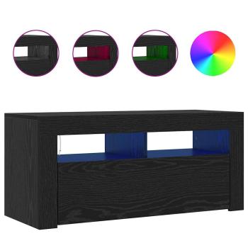 TV-Schrank mit LED Schwarz Eiche 90x35x40 cm Holzwerkstoff