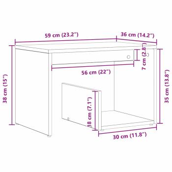 Beistelltisch Schwarzer Eichenholz 59x36x38 cm Holzwerkstoff