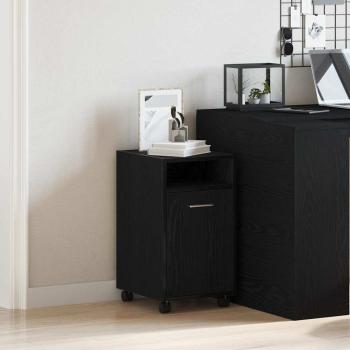 ARDEBO.de - Sideboard mit Rollen aus schwarzem Eichenholz 33x38x60 cm aus Holzwerkstoff