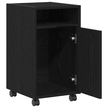 Sideboard mit Rollen aus schwarzem Eichenholz 33x38x60 cm aus Holzwerkstoff