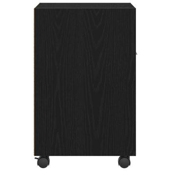 Sideboard mit Rollen aus schwarzem Eichenholz 33x38x60 cm aus Holzwerkstoff