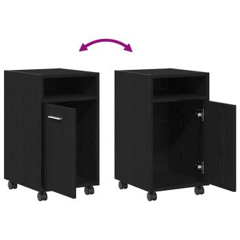Sideboard mit Rollen aus schwarzem Eichenholz 33x38x60 cm aus Holzwerkstoff