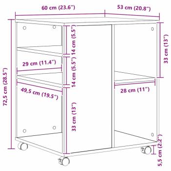 Aufbewahrungsschrank Schwarz Eichenholz 60x53x72,5 cm Holzwerkstoff