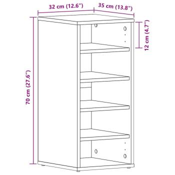 Schuhschrank Schwarz Eichenholz 32x35x70 cm Holzwerkstoff