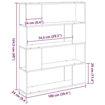 Bücherregal Schwarz Eiche 100x24x124 cm Holzwerkstoff