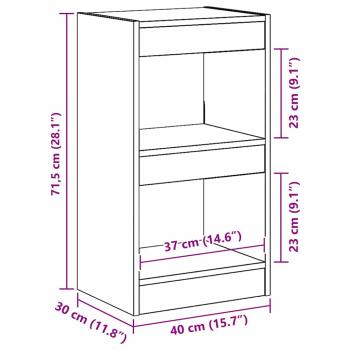 Bücherregal/Raumteiler Schwarz Eiche 40x30x71,5 cm