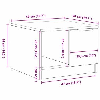 Couchtisch Schwarzes Eichenholz 50x50x36 cm ausWerkstoff