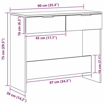 Konsolentisch Schwarz Eiche 90x36x75 cm aus Holzwerkstoff