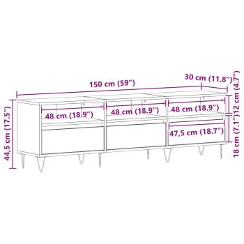 TV-Schrank Schwarz Eiche 150x30x44,5 cm Holzwerkstoff