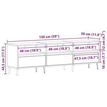 TV-Schrank Schwarz Eiche 150x30x44,5 cm Holzwerkstoff