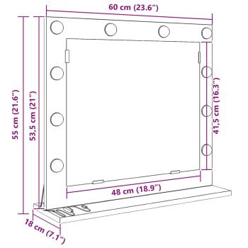 Kosmetikspiegel Grau Sonoma Holz und Glas 60 x 55 x 18 cm