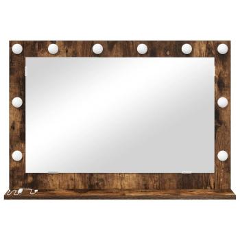 Kosmetikspiegel Geräucherte Eiche Holz und Glas 80 x 55 x 18 cm