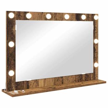 Kosmetikspiegel Altes Holz Massivholz und Glas 80 x 55 x 18 cm