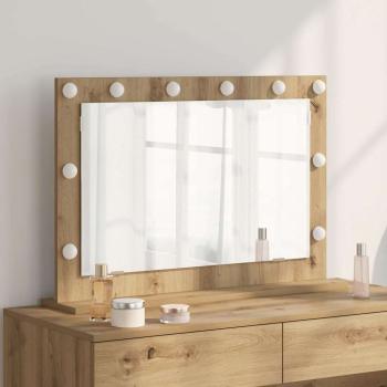 ARDEBO.de - Kosmetikspiegel Artisan Eiche, Weiß Holz, Metall, Glas Mittel