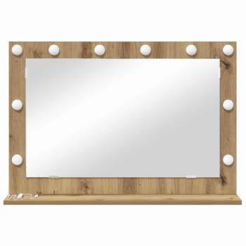 Kosmetikspiegel Artisan Eiche, Weiß Holz, Metall, Glas Mittel