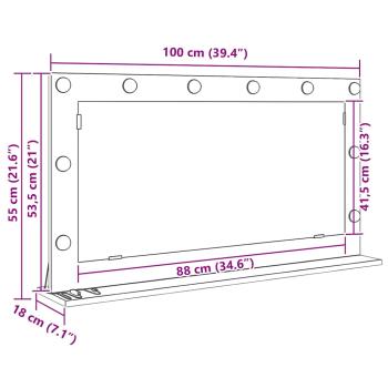 Kosmetikspiegel Artisan Eiche Holz und Glas 100 x 55 cm