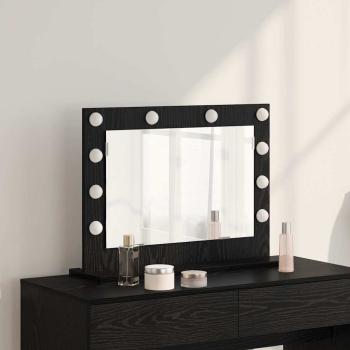 ARDEBO.de - Kosmetikspiegel Schwarz Eiche Massivholz, Sicherheitsglas
