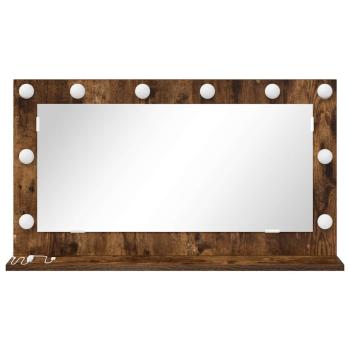 Kosmetikspiegel Rauch-Eiche, Silber Holz, Glas 80 x 45 cm Spiegel
