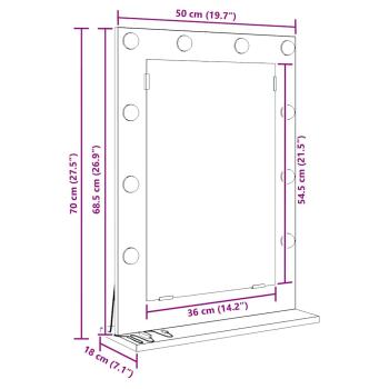 Kosmetikspiegel Beton grau 70 x 50 x 18 cm Spiegel