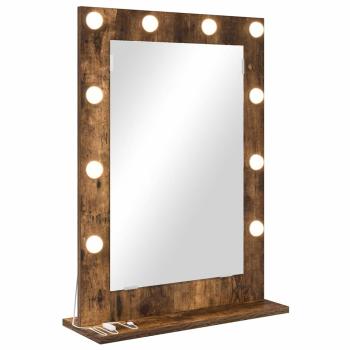 Waschspiegel Geräucherte Eiche Holz, Glas 70 x 50 x 18 cm Spiegel