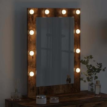 Waschspiegel Geräucherte Eiche Holz, Glas 70 x 50 x 18 cm Spiegel