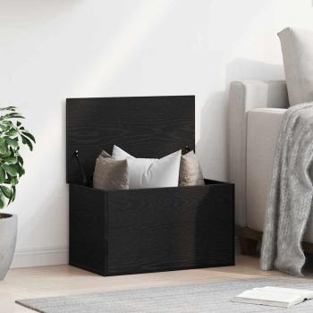 ARDEBO.de - Aufbewahrungsbox mit Deckel Schwarz Eichenholz 60x35x35 cm Ingenieurholz