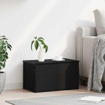 Aufbewahrungsbox mit Deckel Schwarz Eichenholz 60x35x35 cm Ingenieurholz