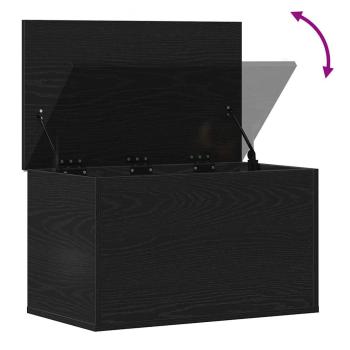 Aufbewahrungsbox mit Deckel Schwarz Eichenholz 60x35x35 cm Ingenieurholz