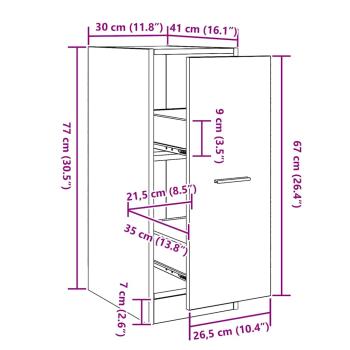 Apotheker Schrank Schwarze Eiche Holzwerkstoff 30 x 41 x 77 cm