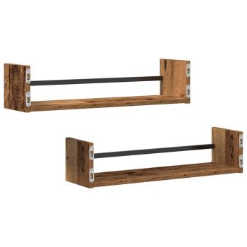 Wandregale Set aus 2 Altes Holz Holz, Metall Wandmontage