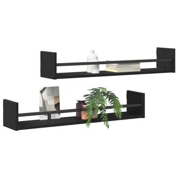 Wandregale Set aus 2 Schwarz Eiche Holzwerkstoff Wandregale