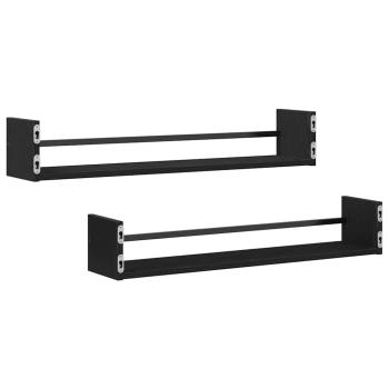 Wandregale Set aus 2 Schwarz Eiche Holzwerkstoff Wandregale