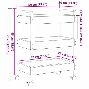 Küchenwagen Alte Holz 50x30x70 cm Holzwerkstoff
