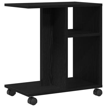 Beistelltisch mit Rädern aus schwarzem Eichenholz 50x30x55 cm