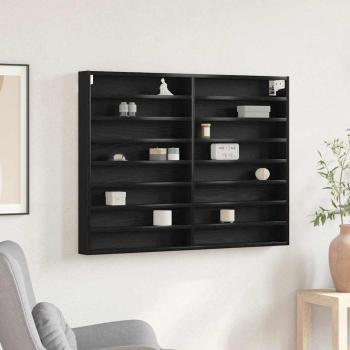 ARDEBO.de - Vitrine Schrank Schwarz Eiche 100x8,5x75 cm Holzwerkstoff