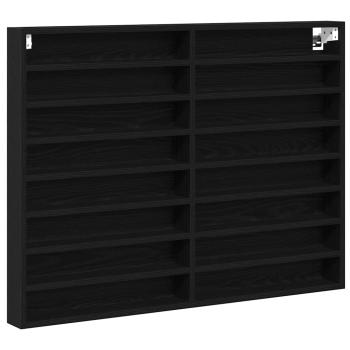 Vitrine Schrank Schwarz Eiche 100x8,5x75 cm Holzwerkstoff