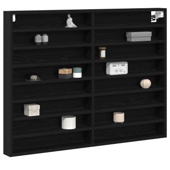 Vitrine Schrank Schwarz Eiche 100x8,5x75 cm Holzwerkstoff