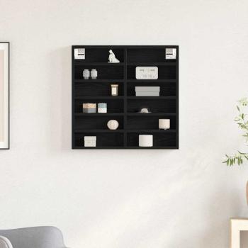 Vitrine Schrank Schwarz Eiche 60x8,5x58 cm Holzwerkstoff