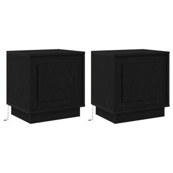 Nachttische Set aus 2 Schwarze Eiche Holzwerkstoff