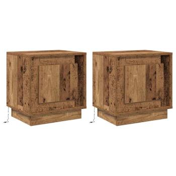 Nachttische Set von 2 Altes Holz Ingenieurholz 44 x 34,5 x 45 cm