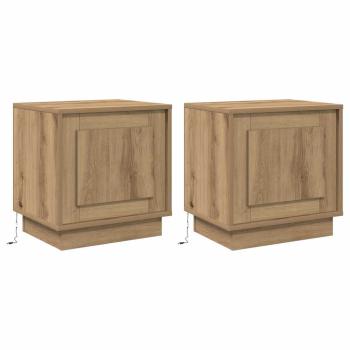 Nachttische mit LED-Lichtern 2 Stück Artisan Eiche 44x34,5x45 cm