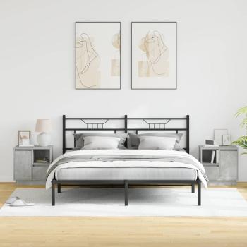 Beton Grau Beton Standard Nachttisch Rechteckig Modern