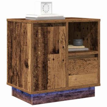 Nachttische mit LED-Lichtern 2 Stk. Altes Holz 50x34,5x50 cm