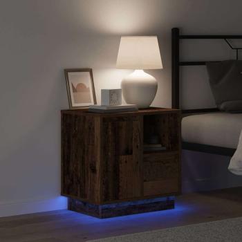 Nachttische mit LED-Lichtern 2 Stk. Altes Holz 50x34,5x50 cm