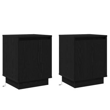 Nachttische Set von 2 Schwarze Eiche Holzwerkstoff