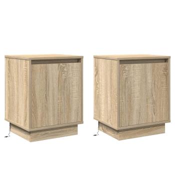 Nachttische Set aus 2 Sonoma Eiche Furnierter Holzwerkstoff