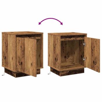 Nachttisch mit LED-Lichtern Altes Holz 39x34,5x50 cm