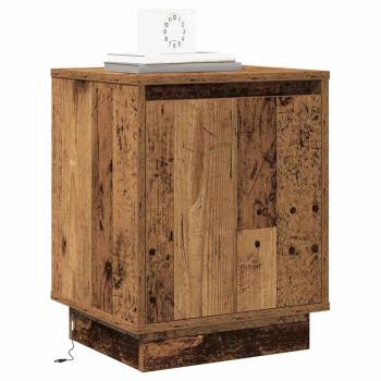 Nachttisch mit LED-Lichtern Altes Holz 39x34,5x50 cm